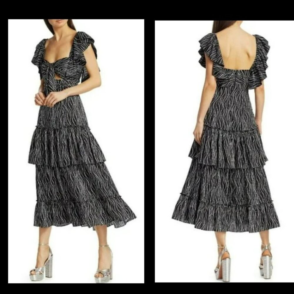 NWT Cinq à Sept Black Valerie Dress with White Floral Print Sz 6